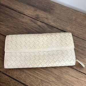 Bottega Veneta Cream Woven Wallet